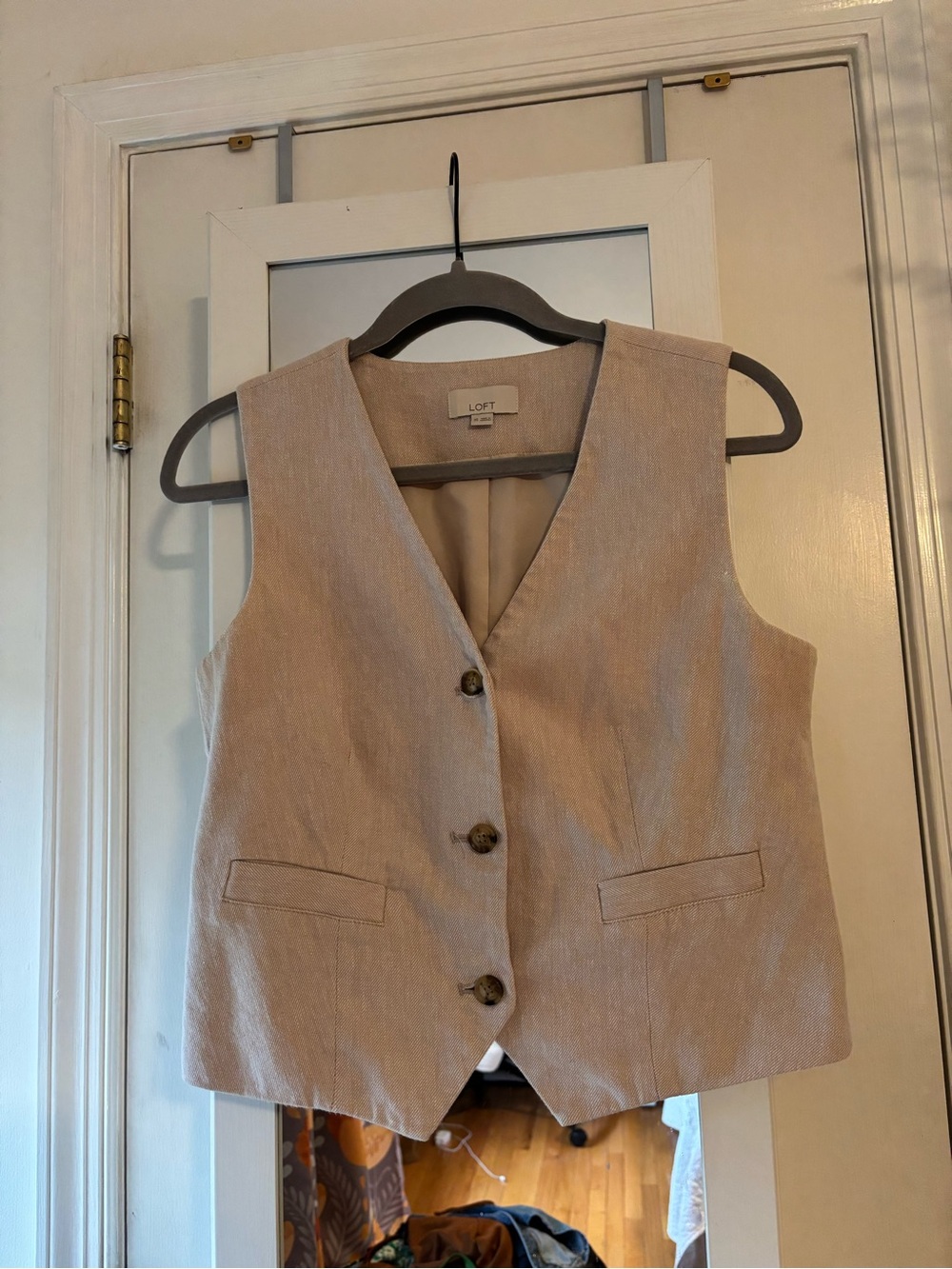 LOFT Women's Light Tan Linen-Blend Vest
